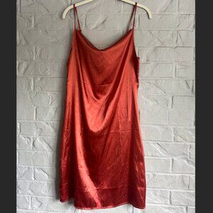 Blush Mark Burgundy Cowl Neck Satin Slip Mini Dress - NWT - Size Small